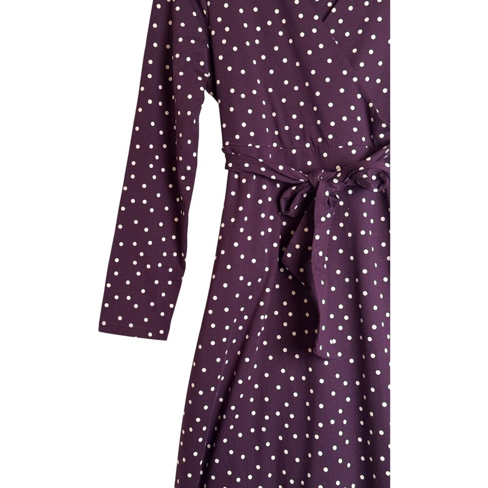 Pact Organic Cotton Surplice Dress XL Purple Polka Dot Tie Waist Midi - Picture 4 of 9